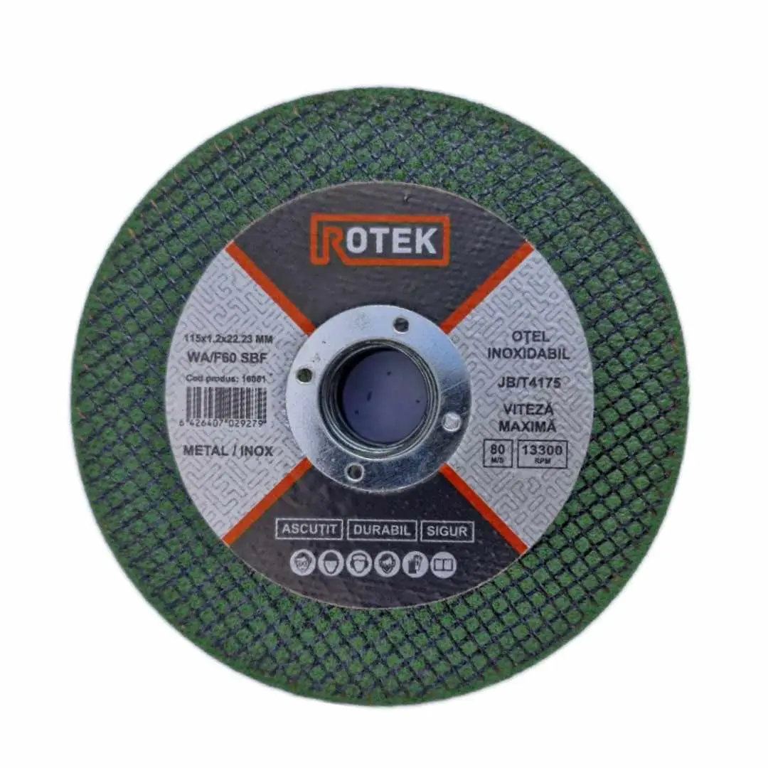 Disc verde pentru debitat metal/inox, 115x1.2x22.23 mm, Rotek