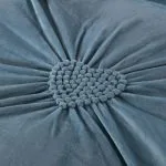 Lenjerie pat dublu, Catifea Deluxe, cu pliuri brodate, 4 piese, Jojo Home, Bleu - imagine 2