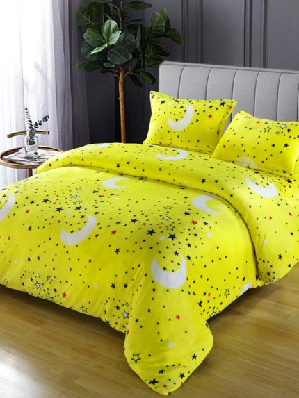 Lenjerie Cocolino ,Super Pufoasa , Pat Dublu 4 piese Galben stelute CC024